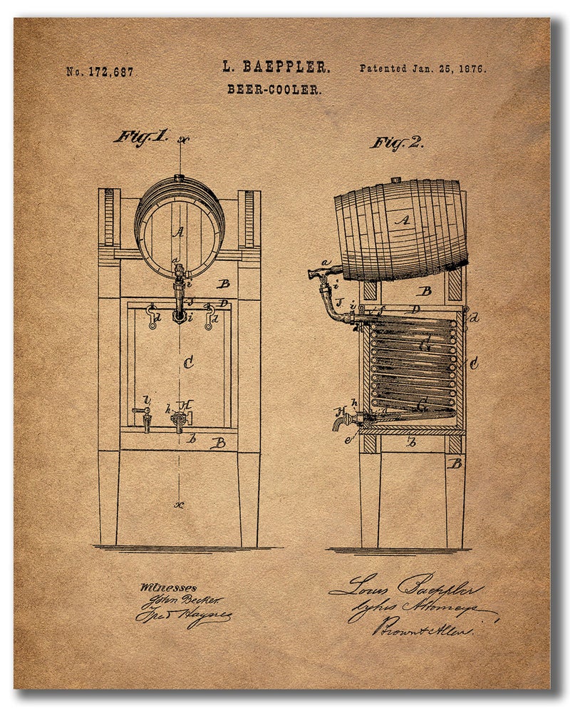 BigWig Prints Beer Patent Wall Art Prints - Set Of 6 (8 Inches By 10 Inches) Vintage Bar Photos - Image 4